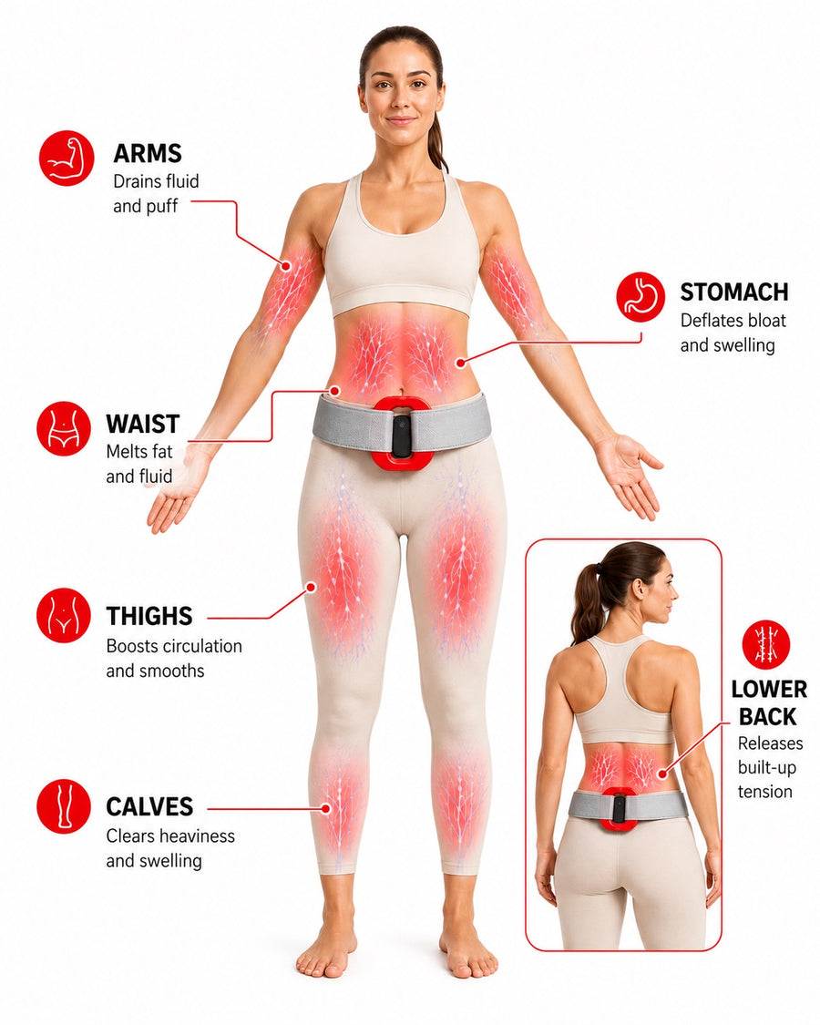 The six zones the Slimming Massage Ring is used on